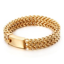 New Stainless Steel Link Chain Bracelets High Polished Dubai Gold Mesh Bracelets - £37.72 GBP