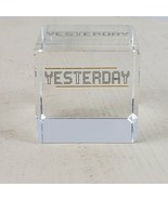 Vintage Yesterday Crystal Glass Paper Weight Clear Block 1.75&quot; Square - $13.10