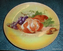 Antique Carnival Luscious Fruit Plate 9-1/2&quot; Grapes Oranges Apples - XMAS GIFT! - £6.19 GBP