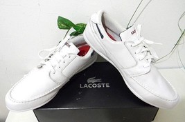 Lacoste Men's White Lace Sneakers with Logo Shoes Size 13 - £58.55 GBP