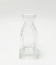 Mini Clear Ribbed Style Glass Vase Collectible Square Bottle H = 4.25 in - $12.71