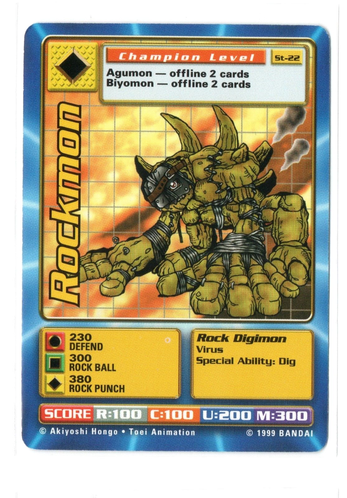 1999 Digimon Battle Card CCG Rockmon #ST-22 1st Edition Bandai Starter NM-MT - $1.95