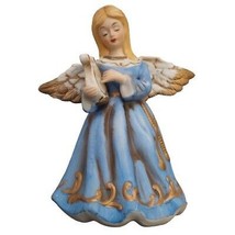 Treasure Masters Angel Playing Harp Figurine Blue Gold Made in Taiwan 6.75&quot;x4.5&quot; - £7.65 GBP