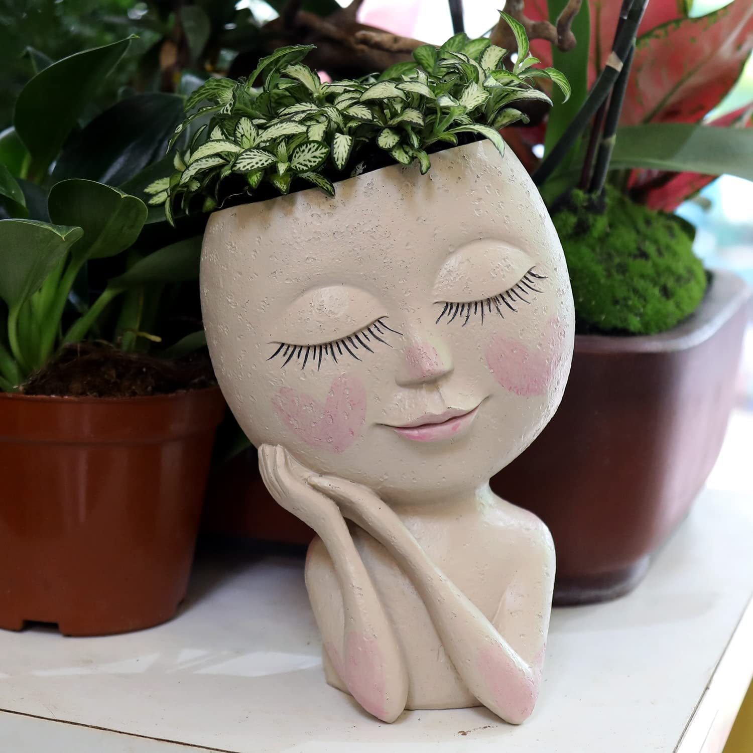  UMESONG Smiley Face Flower Pots Head Planter for