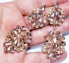Alluring Rhinestone Chandelier Earrings - Topaz Crystal Jewelry for Brid... - £28.15 GBP