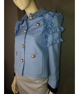 Gucci Boxy Ruffle Silk Wool Blend Cropped Jacket Alessandro Michele Desi... - $3,165.00