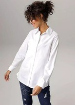 ANISTON Longline Button Shirt in White   UK 16   PLUS Size   (fm9-5) - £14.64 GBP