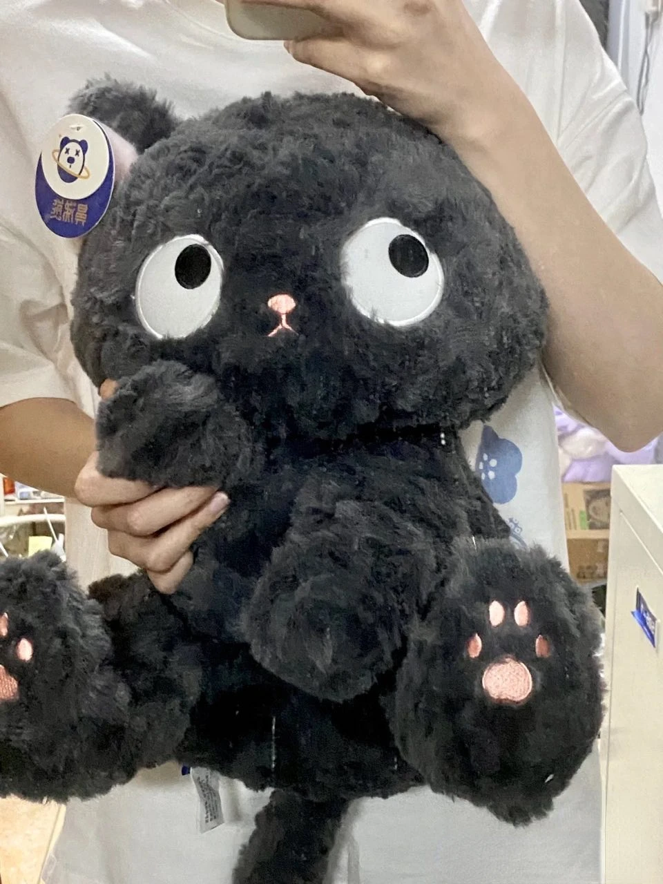 AIXINI Cute Black Cat ,Eye Glow in the Dark Plush Soft Stuffed Animal Long - £9.46 GBP+