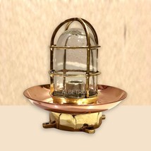 Nautical Lamp Bulkhead Light Marine Brass with Copper Light With Shade - £117.70 GBP