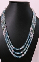 Natural Multi Aquamarine Faceted Beads Necklace, Layered Beads Necklace - £190.29 GBP