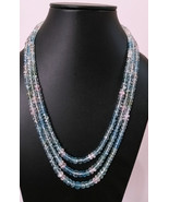 Natural Multi Aquamarine Faceted Beads Necklace, Layered Beads Necklace - £193.44 GBP