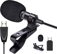 USB Lavalier Microphone, Clip-on USB Computer Microphone Plug &amp; Play - £11.62 GBP
