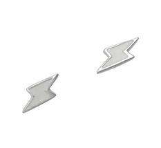 Sterling Silver Enameled Lightning Bolt Post Earrings, White - £7.98 GBP