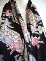 Chinese Dual Face Silk Double Sided Scarf 62 x 6.5 Rectangle Art Deco Theme - $42.75