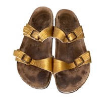 Birki&#39;s by Birkenstock soft footbed big buckle sandals Gold L10 M8 - $37.14