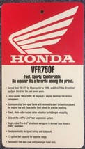 HANGING TAG 1997 HONDA VFR750F NOS OEM DEALER SALES LITERATURE HANGING TAG - $19.79