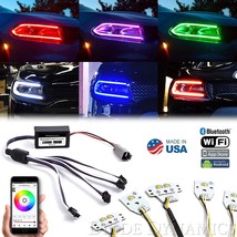 RGBW LED Color Changing Headlight Accent Bluetooth Set For 15-18 Dodge Charger - £210.18 GBP