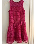 BLUSH BY US ANGELS GIRLS LACE DRESS SIZE 8 MAGENTA COLOR FLARE TIERED TR... - $8.00
