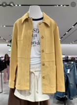 ZARA BNWT 2025. YELLOW SUEDE LEATHER OVERSHIRT JACKET LIMITED EDITION. 2... - $510.39
