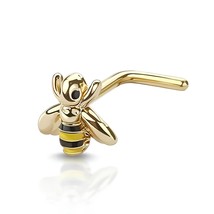 Bee Nose Stud Insect Gold Black Enamel 20g (0.8mm) Surgical Steel L Bend - £5.57 GBP