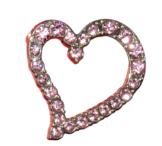 Pink CZ Silver Tone Heart Brooch Pin Gift Box - $9.99