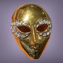 BUTLER Vintage Masquerade Mask Gold tone Pin with Clear Rhinestones for the Mask - £29.81 GBP