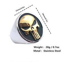 Mens Boys 316L Stainless Steel Cool The Punisher Ring Newest - £9.29 GBP