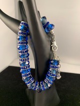 New 8” Blue Crystal Beaded Bracelet With Some Beads Marked 925 - £10.28 GBP