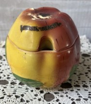Vintage Crystal Beach FL Ceramic Fruit Peach-shaped Jam Jelly Jar With Lid Czech - £34.84 GBP