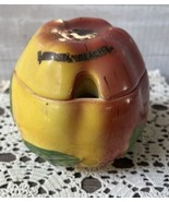 Vintage Crystal Beach FL Ceramic Fruit Peach-shaped Jam Jelly Jar With L... - $60.31 CAD