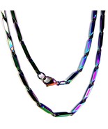 Rainbow Bar Link Chain Necklace Stainless Steel 16-36-in Genderless Non-... - £14.21 GBP