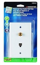 Monster Cable Phone/Coax Combo Wall Plate 4 Conductor White Carded - $14.85