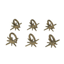 Set of 6 Gold Cast Iron Mid Century Modern Starburst Napkin Rings Dining Decor - £25.96 GBP