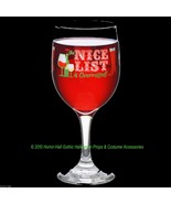 HORROR-HALL Funny Wine Glass Goblet-NAUGHTY-NICE LIST-Christmas Party Ba... - $5.36