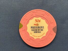 PRESIDENT CASINO ON THE ADMIRAL $.50 FIFTY CENTS CASINO CHIP - ST. LOUIS MO - $9.87