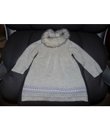 Janie and Jack Light Gray Sweater Dress, Faux Fur Collar Size 6/12 Month... - $38.27 CAD