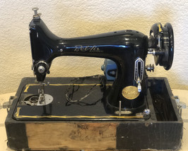 Antique Bantam BelAir Bel Air Black Enamel Metal Home Sewing Machine *As... - $47.49