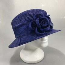 Betmar NY Purple Straw Church Derby Hat Large Flower One Size NEW - £38.11 GBP