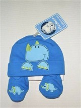 Gerber Baby Boy Blue/Green Dinosaur Cap/Hat Booties 0-6M; Baby Shower Clothes - £7.77 GBP