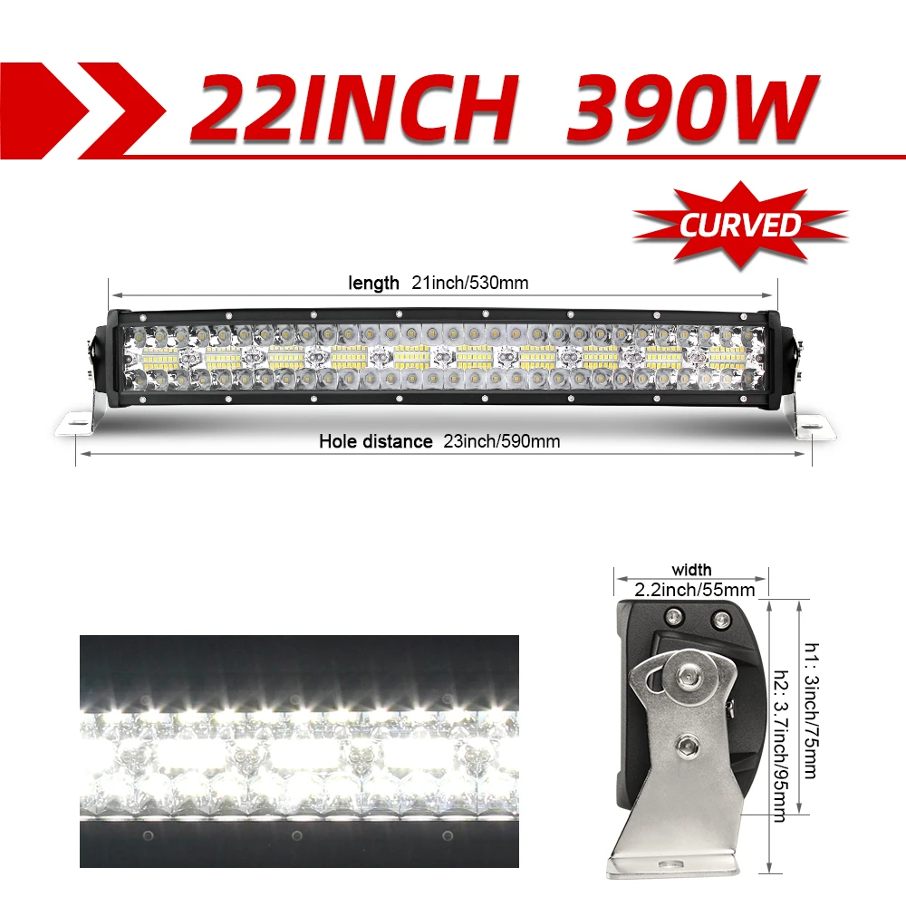 CO LIGHT LED Bar Curved 390W 585W 780W 936W 975W 3-Rows LED Light Bar for Drivin - £138.76 GBP