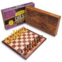 Chess Wooden Checkers Folding Board Game Box Set Vintage Checkers Queens Gambit - £21.42 GBP+