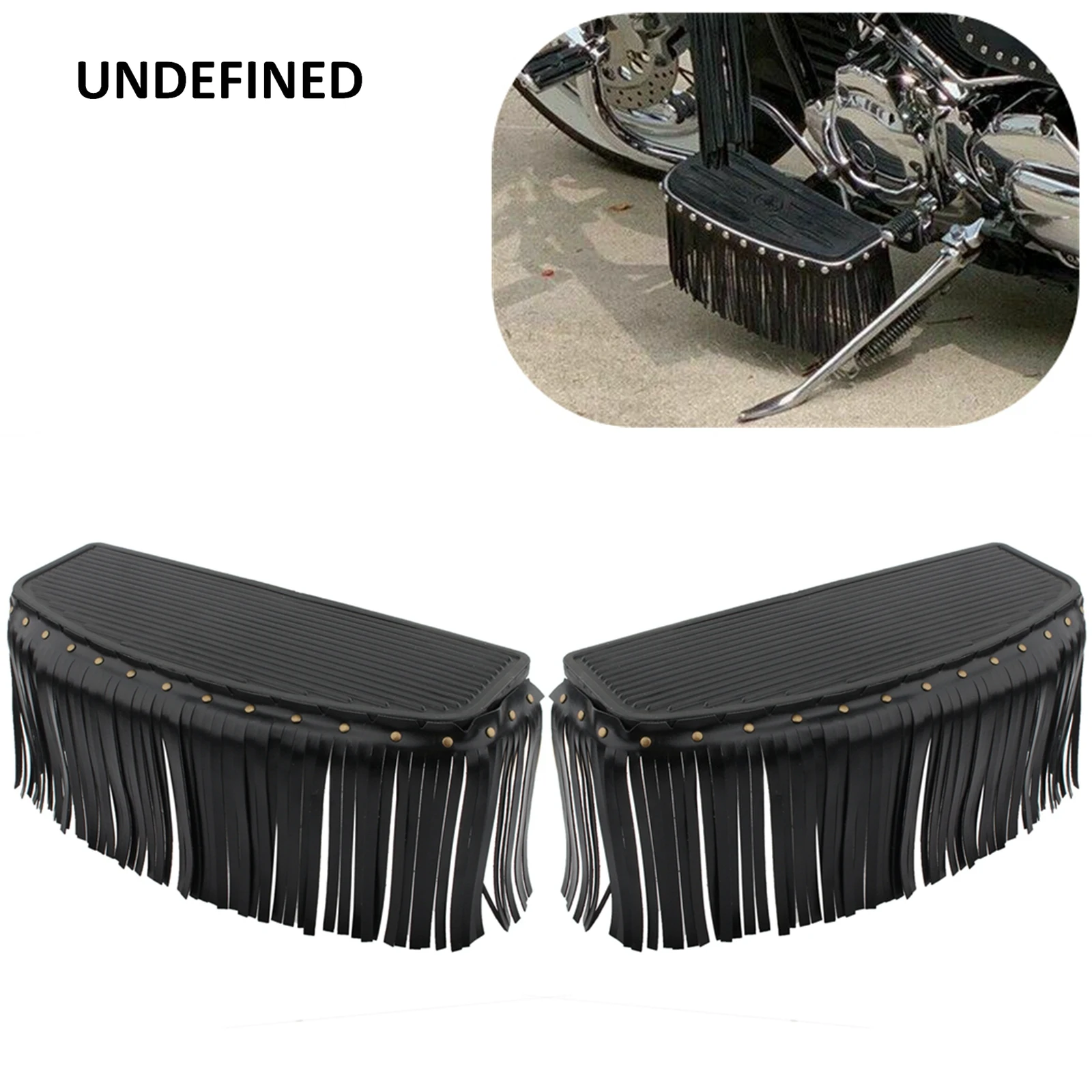 Motorcycle Floorboard Fringe PU Leather Vintage Foot Pegs Cover For Harl... - £21.23 GBP