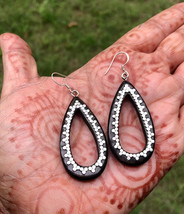 Artisan Crafted Sterling Silver Ebony Wood Jewelry Earring Silver Dots F... - $34.29