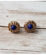 Vintage Avon Clip On Earrings Avon Blue with Gold Tone Halo - £10.29 GBP