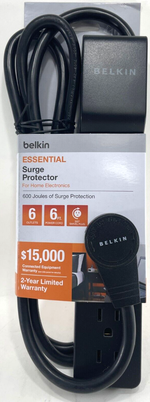 Belkin - BSE600-06BLK-WM - Surge Protector Power Strip 6 AC Outlets Blac... - $29.95