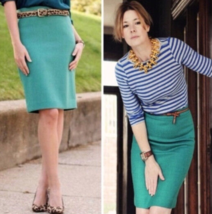 J.CREW Size 2 Green Wool Viscose Lined The Pencil Skirt Made in Sri Lank... - £15.00 GBP