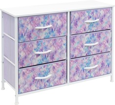 Sorbus Dresser With 6 Drawers - Furniture Storage, 6-Drawer, Blue/Pink/Purple - £71.57 GBP