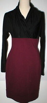 New NWT Womens 10 Les Copains Designer Italy Wool Dress Black Red 46 Long Sleeve - £982.52 GBP