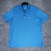 Tommy Bahama Polo Shirt Mens Large Blue Solid Short Sleeve Dadcore Casua... - £14.48 GBP