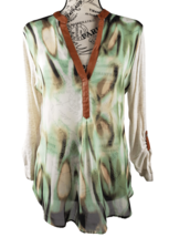 Anthropologie TINY Mulitcolor Faux Leather Trim Shibori Abstract Top Women Sz S - £39.80 GBP